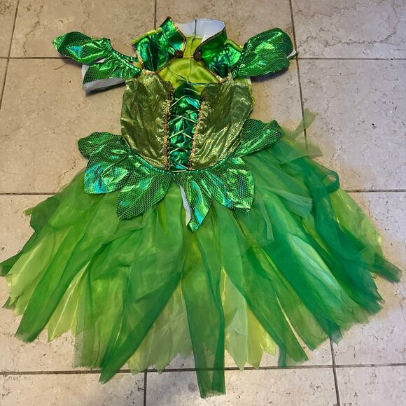 Teetot Tinker Bell Fairy Leaf Halloween Costume Wings Green Gold Child Small 5/6 - Picture 3 of 14